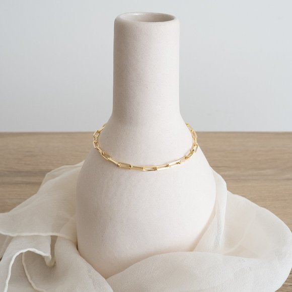 Gold Plated Paperclip Bracelet - 18K Gold over 925 Sterling Silver - Picture 4 of 5